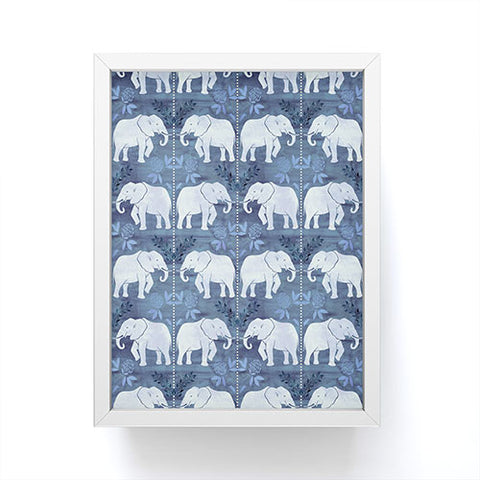 Schatzi Brown Elephant 1 Blue Framed Mini Art Print
