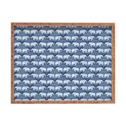 Schatzi Brown Elephant 1 Blue Rectangular Tray
