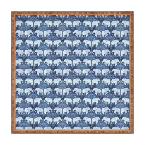 Schatzi Brown Elephant 1 Blue Square Tray