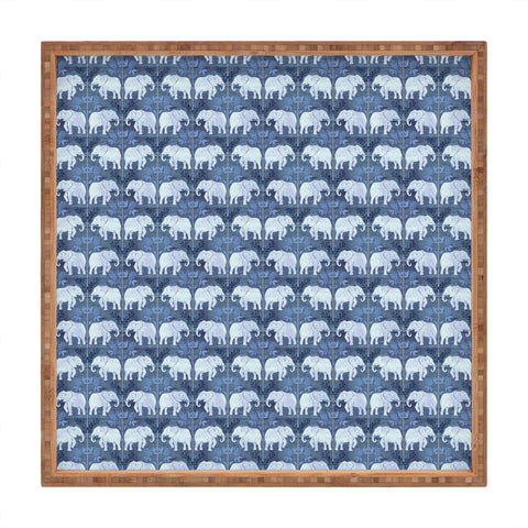 Schatzi Brown Elephant 1 Blue Square Tray