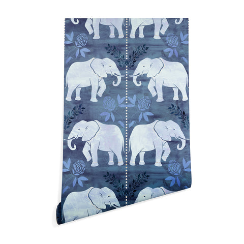 Schatzi Brown Elephant 1 Blue Wallpaper