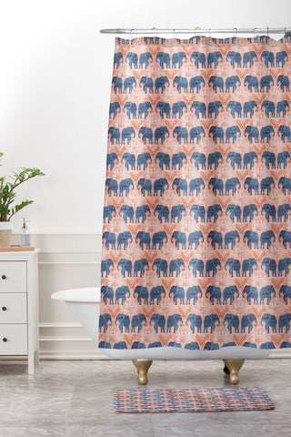 Schatzi Brown Elephant 1 Mango Shower Curtain And Mat