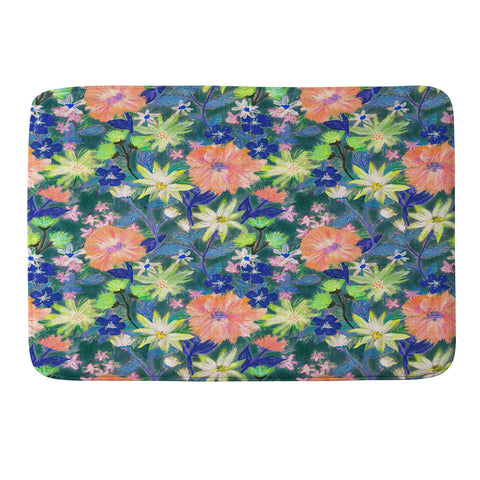 Schatzi Brown Elizabeth Floral Green Memory Foam Bath Mat