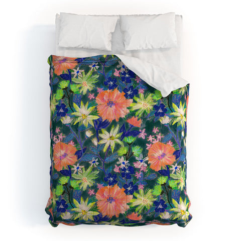 Schatzi Brown Elizabeth Floral Green Comforter