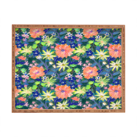 Schatzi Brown Elizabeth Floral Green Rectangular Tray