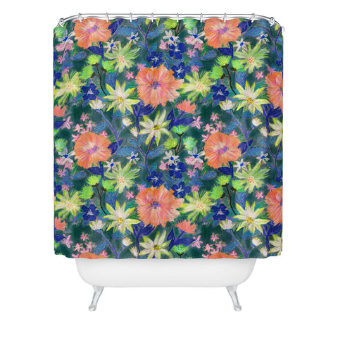 Schatzi Brown Elizabeth Floral Green Shower Curtain