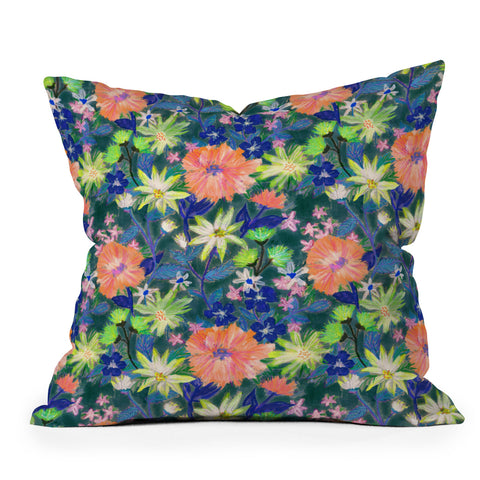 Schatzi Brown Elizabeth Floral Green Throw Pillow