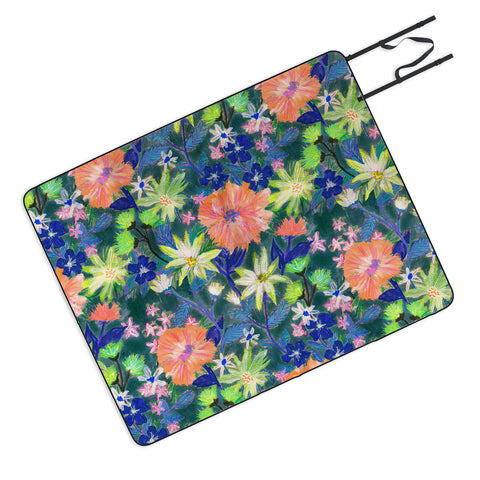 Schatzi Brown Elizabeth Floral Green Picnic Blanket