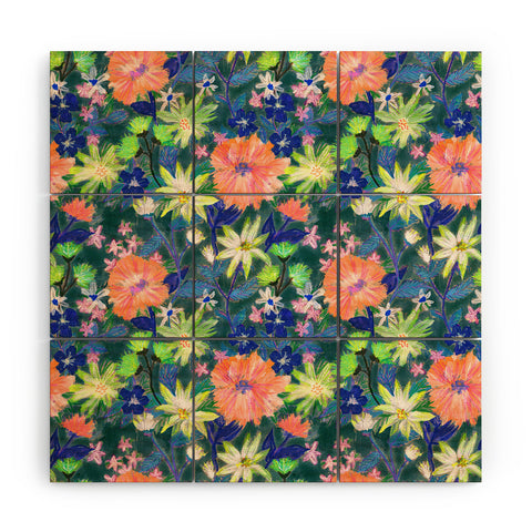 Schatzi Brown Elizabeth Floral Green Wood Wall Mural