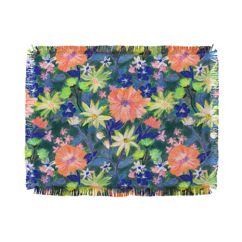 Schatzi Brown Elizabeth Floral Green Throw Blanket