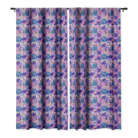 Schatzi Brown Elizabeth Floral Pink Blackout Window Curtain