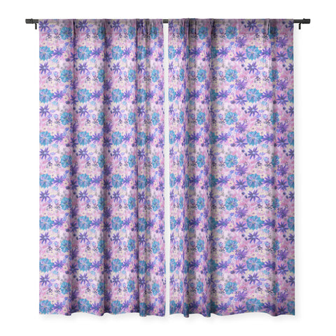 Schatzi Brown Elizabeth Floral Pink Sheer Window Curtain