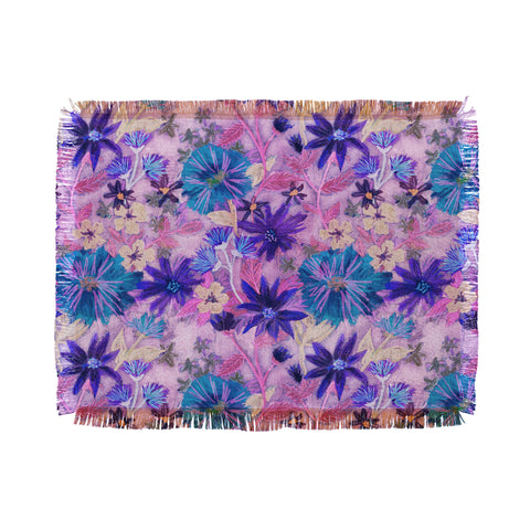 Schatzi Brown Elizabeth Floral Pink Throw Blanket