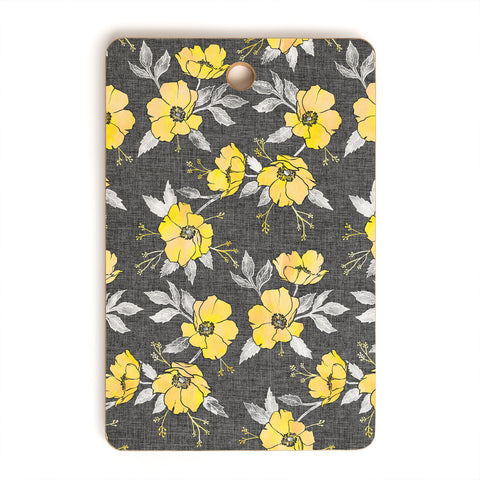 Schatzi Brown Emma Floral Gray Yellow Cutting Board Rectangle