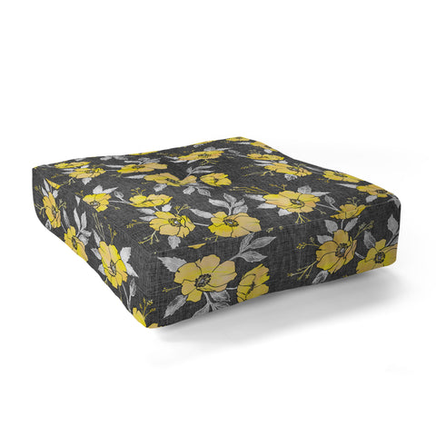Schatzi Brown Emma Floral Gray Yellow Floor Pillow Square