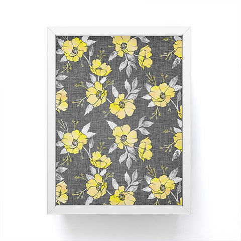Schatzi Brown Emma Floral Gray Yellow Framed Mini Art Print