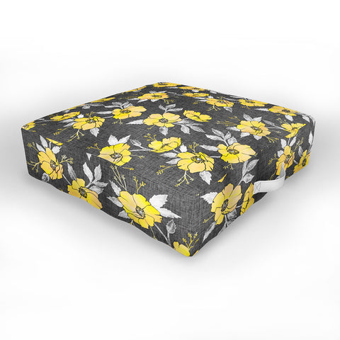 Schatzi Brown Emma Floral Gray Yellow Outdoor Floor Cushion