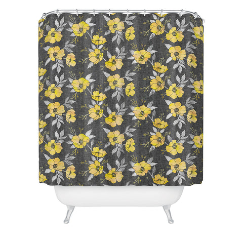 Schatzi Brown Emma Floral Gray Yellow Shower Curtain