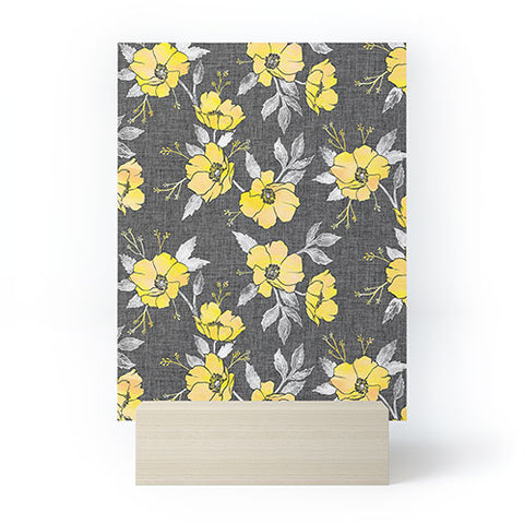 Schatzi Brown Emma Floral Gray Yellow Mini Art Print