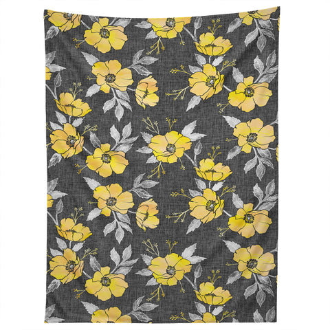 Schatzi Brown Emma Floral Gray Yellow Tapestry