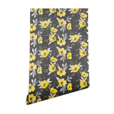 Schatzi Brown Emma Floral Gray Yellow Wallpaper