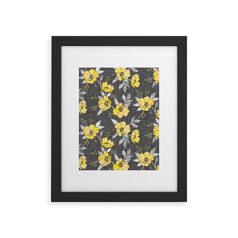 Schatzi Brown Emma Floral Gray Yellow Framed Art Print