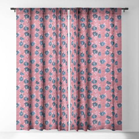 Schatzi Brown Emma Floral Hot Pink Sheer Window Curtain