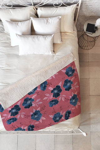 Schatzi Brown Emma Floral Hot Pink Fleece Throw Blanket