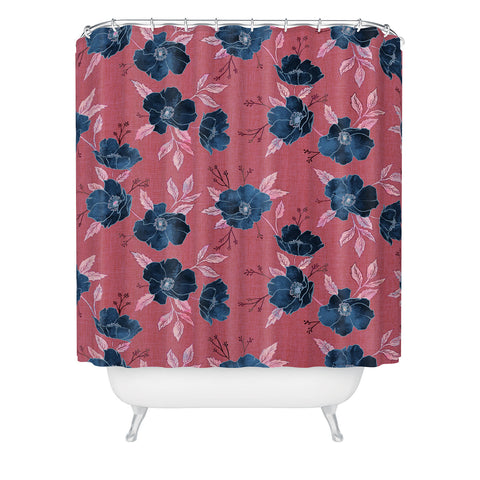 Schatzi Brown Emma Floral Hot Pink Shower Curtain
