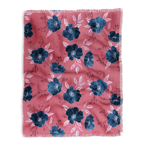 Schatzi Brown Emma Floral Hot Pink Throw Blanket