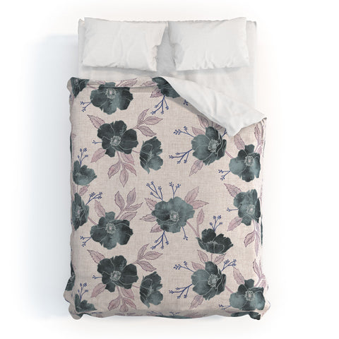 Schatzi Brown Emma Floral Stone Duvet Cover