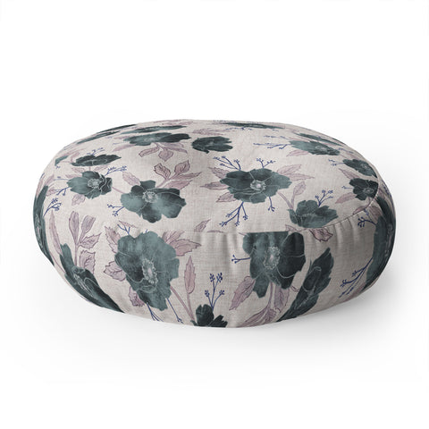 Schatzi Brown Emma Floral Stone Floor Pillow Round