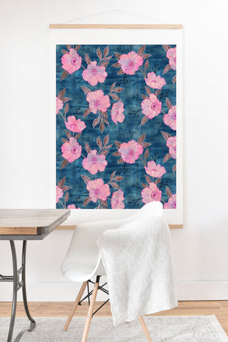 Schatzi Brown Emma Floral Turquoise Art Print And Hanger