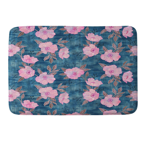 Schatzi Brown Emma Floral Turquoise Memory Foam Bath Mat