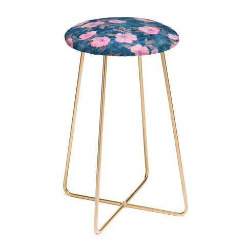 Schatzi Brown Emma Floral Turquoise Counter Stool