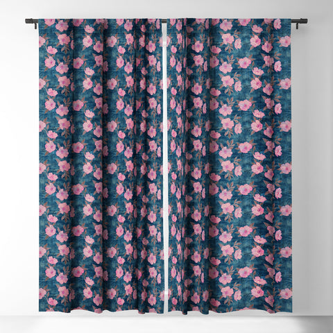 Schatzi Brown Emma Floral Turquoise Blackout Window Curtain