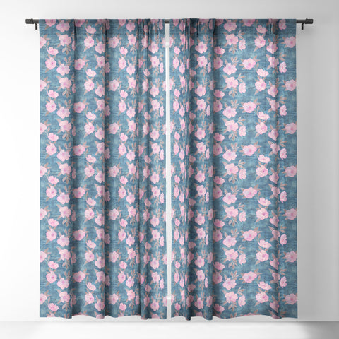 Schatzi Brown Emma Floral Turquoise Sheer Window Curtain