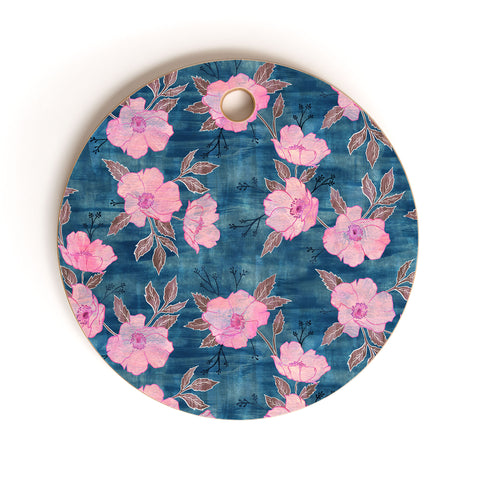 Schatzi Brown Emma Floral Turquoise Cutting Board Round
