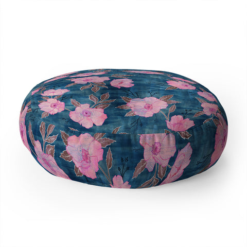 Schatzi Brown Emma Floral Turquoise Floor Pillow Round