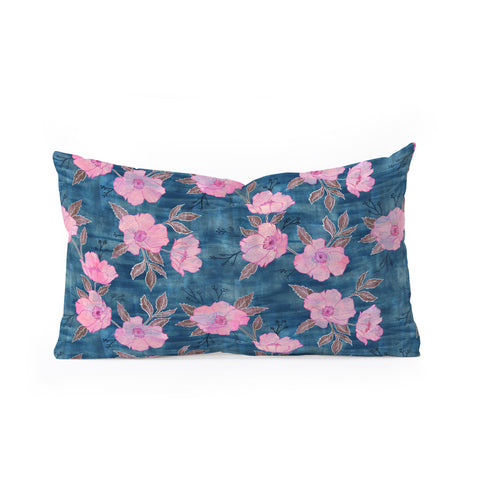 Schatzi Brown Emma Floral Turquoise Oblong Throw Pillow