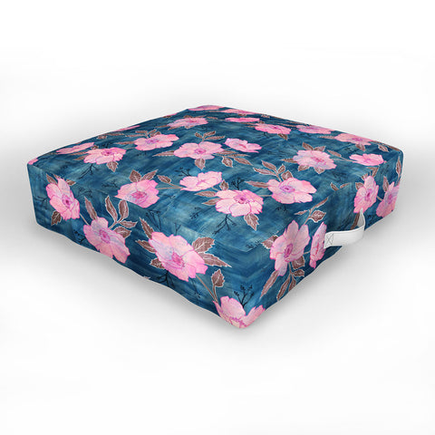 Schatzi Brown Emma Floral Turquoise Outdoor Floor Cushion