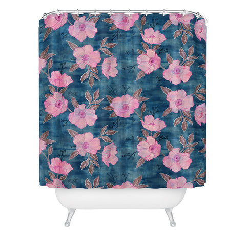 Schatzi Brown Emma Floral Turquoise Shower Curtain