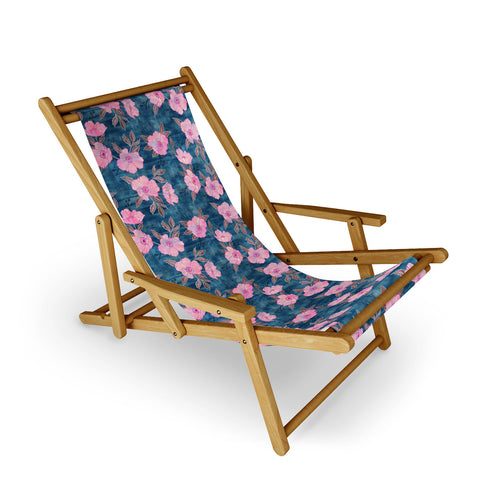 Schatzi Brown Emma Floral Turquoise Sling Chair