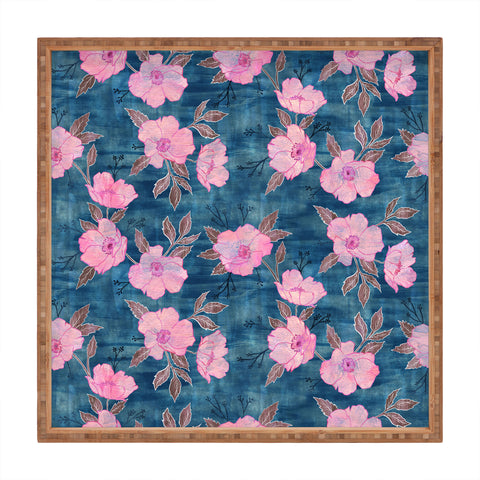 Schatzi Brown Emma Floral Turquoise Square Tray