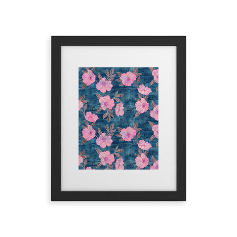 Schatzi Brown Emma Floral Turquoise Framed Art Print