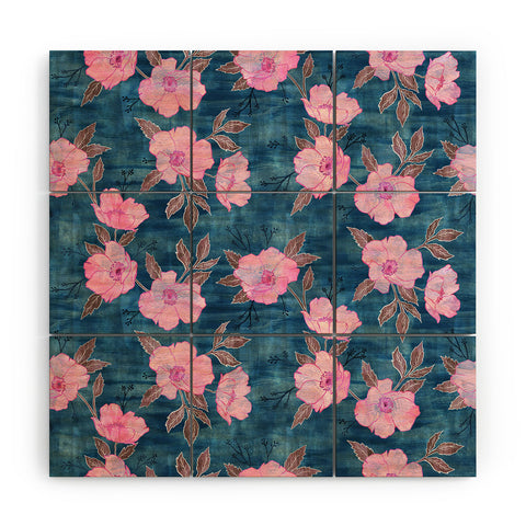 Schatzi Brown Emma Floral Turquoise Wood Wall Mural