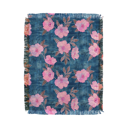 Schatzi Brown Emma Floral Turquoise Throw Blanket