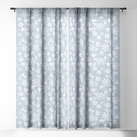 Schatzi Brown Erinn Floral Chambray Sheer Window Curtain