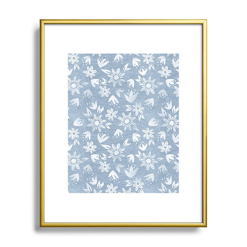 Schatzi Brown Erinn Floral Chambray Metal Framed Art Print