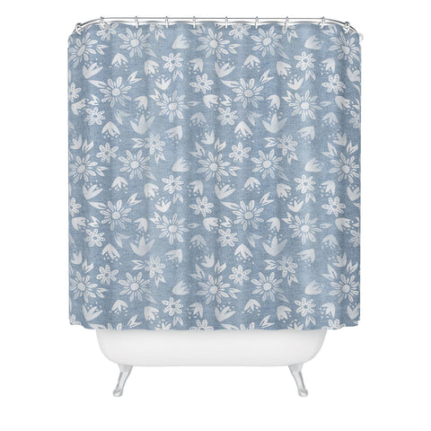 Schatzi Brown Erinn Floral Chambray Shower Curtain